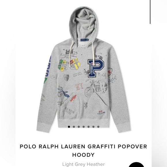 Polo Ralph Lauren 1967 XXL Grey Graffiti Scribble Uni Crewneck Pullover Hoodie - Picture 6 of 16